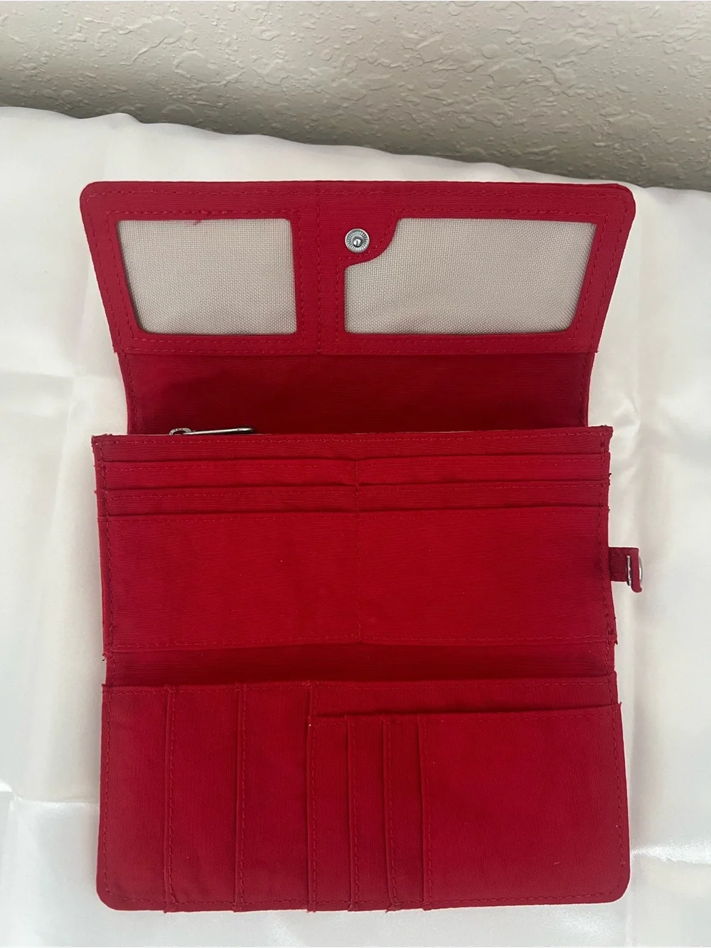 Kipling Red Nylon Large Trifold Organizer Wallet
